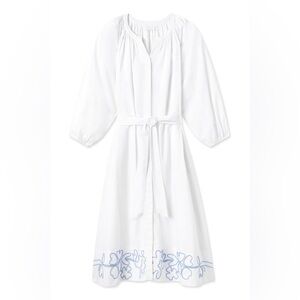 LAKE Brunch Dress Cotton Poplin Blue Embroidery size Medium